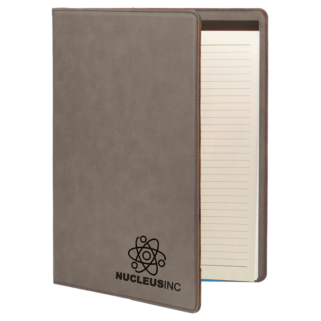 Gray Leatherette Portfolio with Zipper