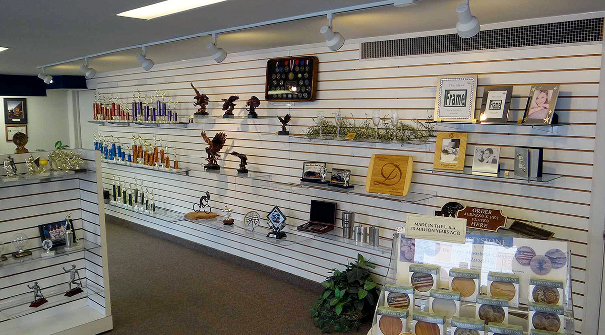 The Trophy Case store in Grand Junction, Colorado, supplier of trophies and engravable items.